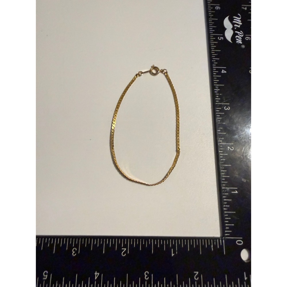 Vintage‎ Gold Tone Flat Curb Link Chain Bracelet 7 Inch Minimalist Korea Jewelry